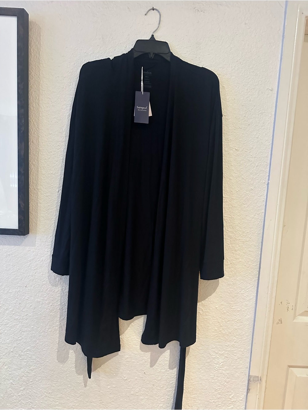 Auden Black Open-Front Draped Robe